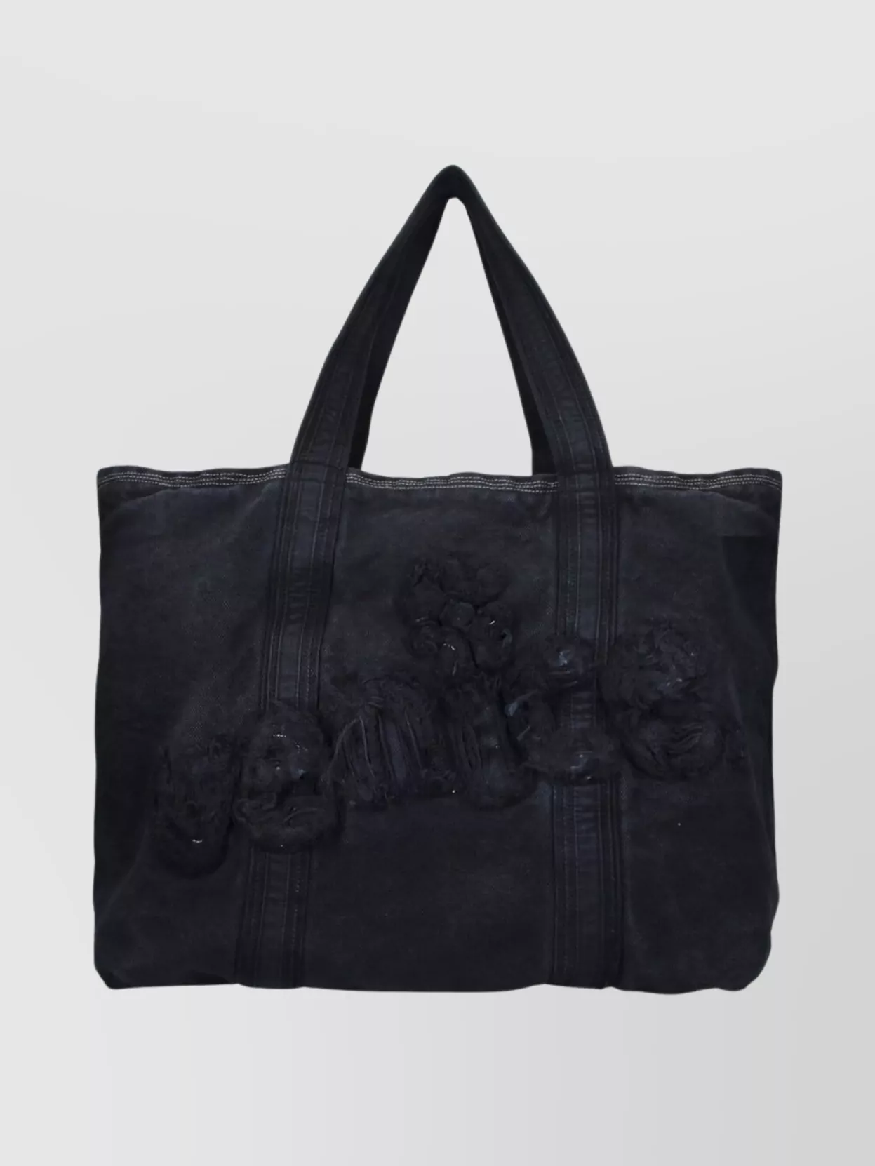 Erl Rectangular Tote Bag Embroidered Detail In Black
