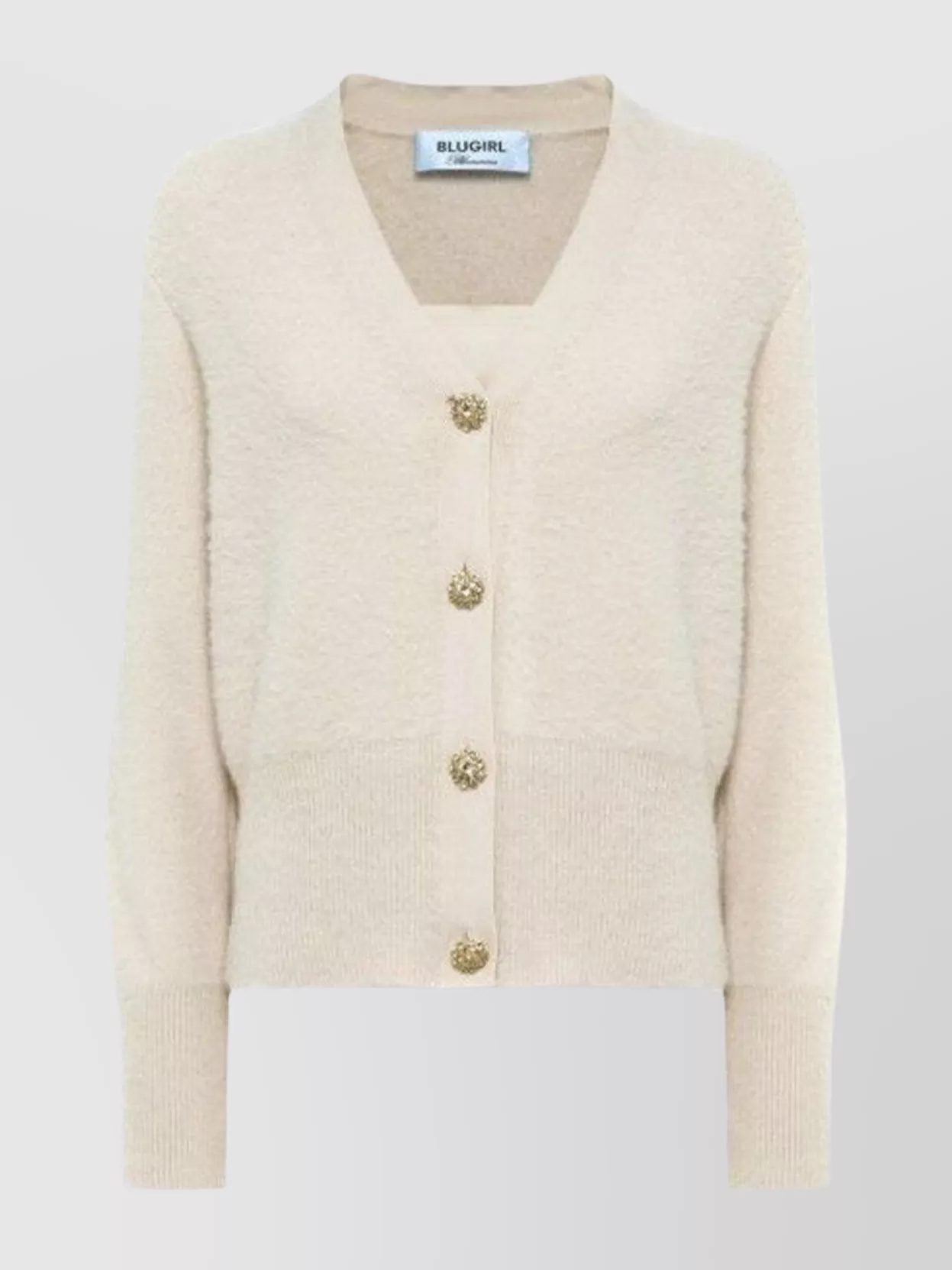 Blugirl v-neck sweater with button embellishments and long sleeves