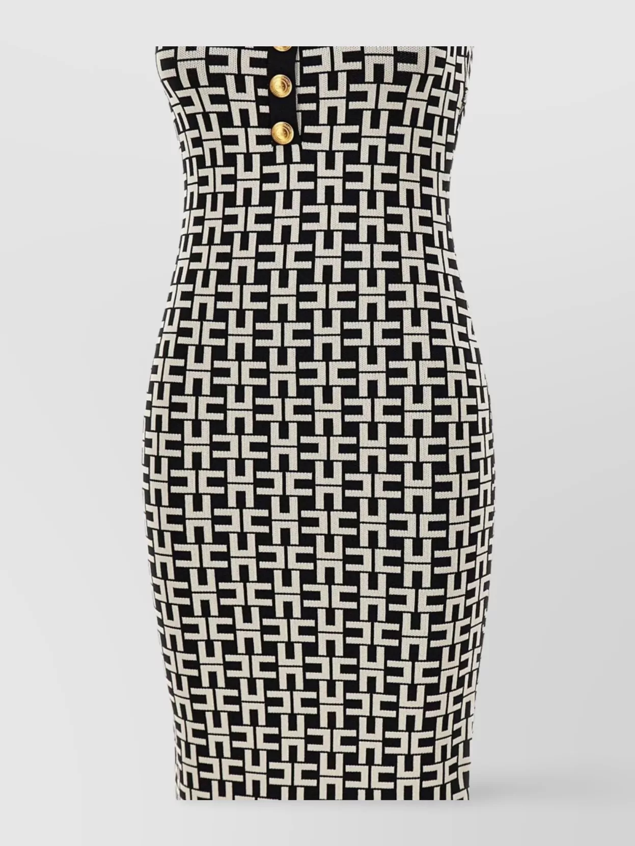 Shop Elisabetta Franchi Geometric Jacquard Sheath Dress With Madonna Neckline