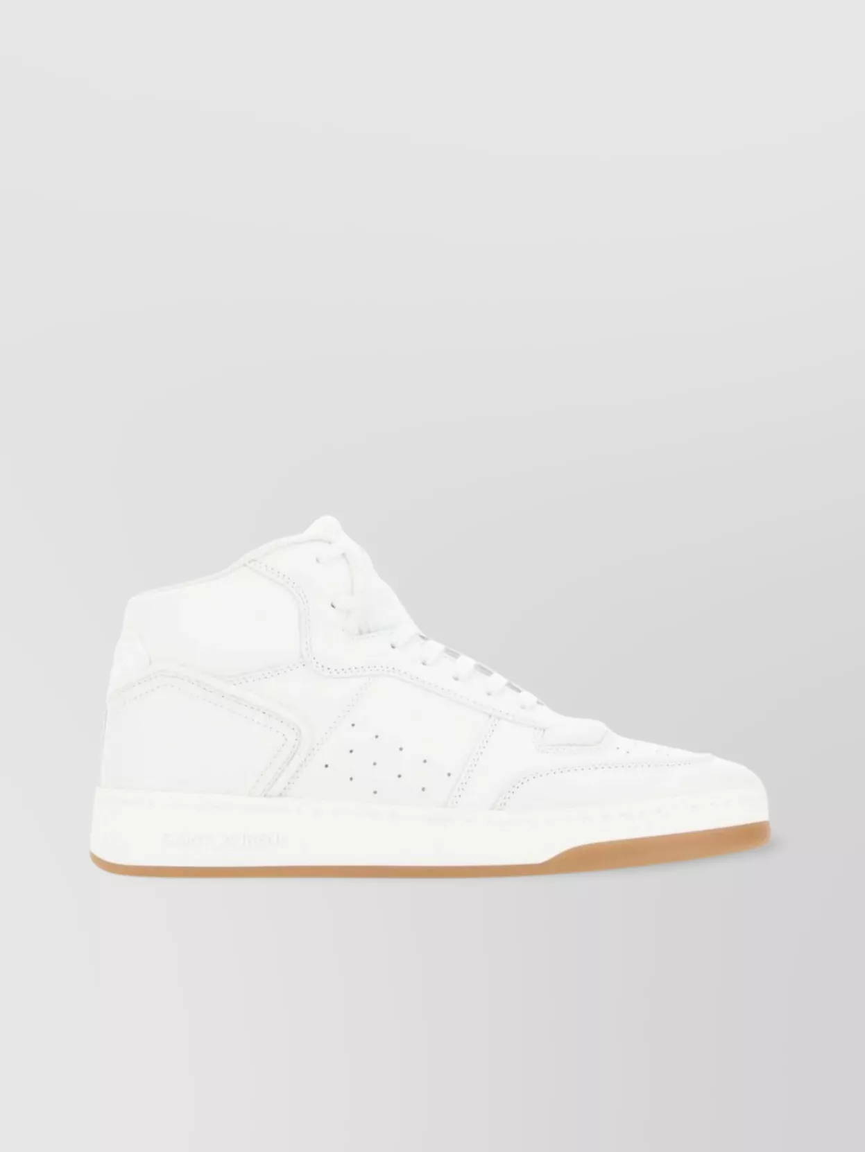 Shop Saint Laurent Perforated Leather High-top Sneakers In White