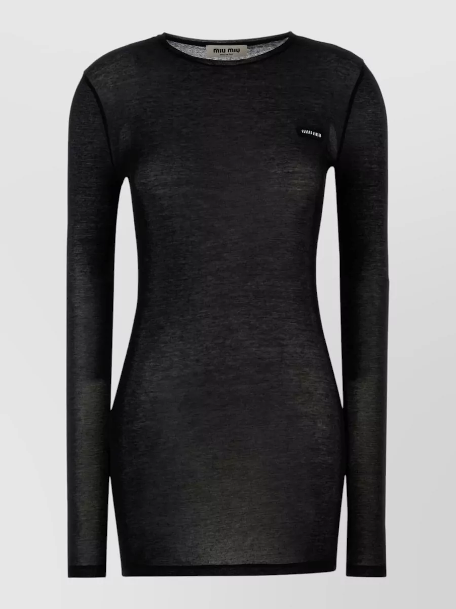 Miu Miu cotton slim-fit long-sleeve mini dress