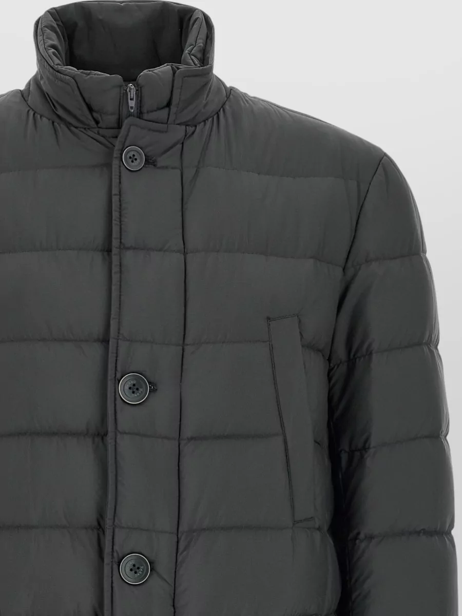 Herno Il Cappotto Hooded Down Jacket High Collar In Black