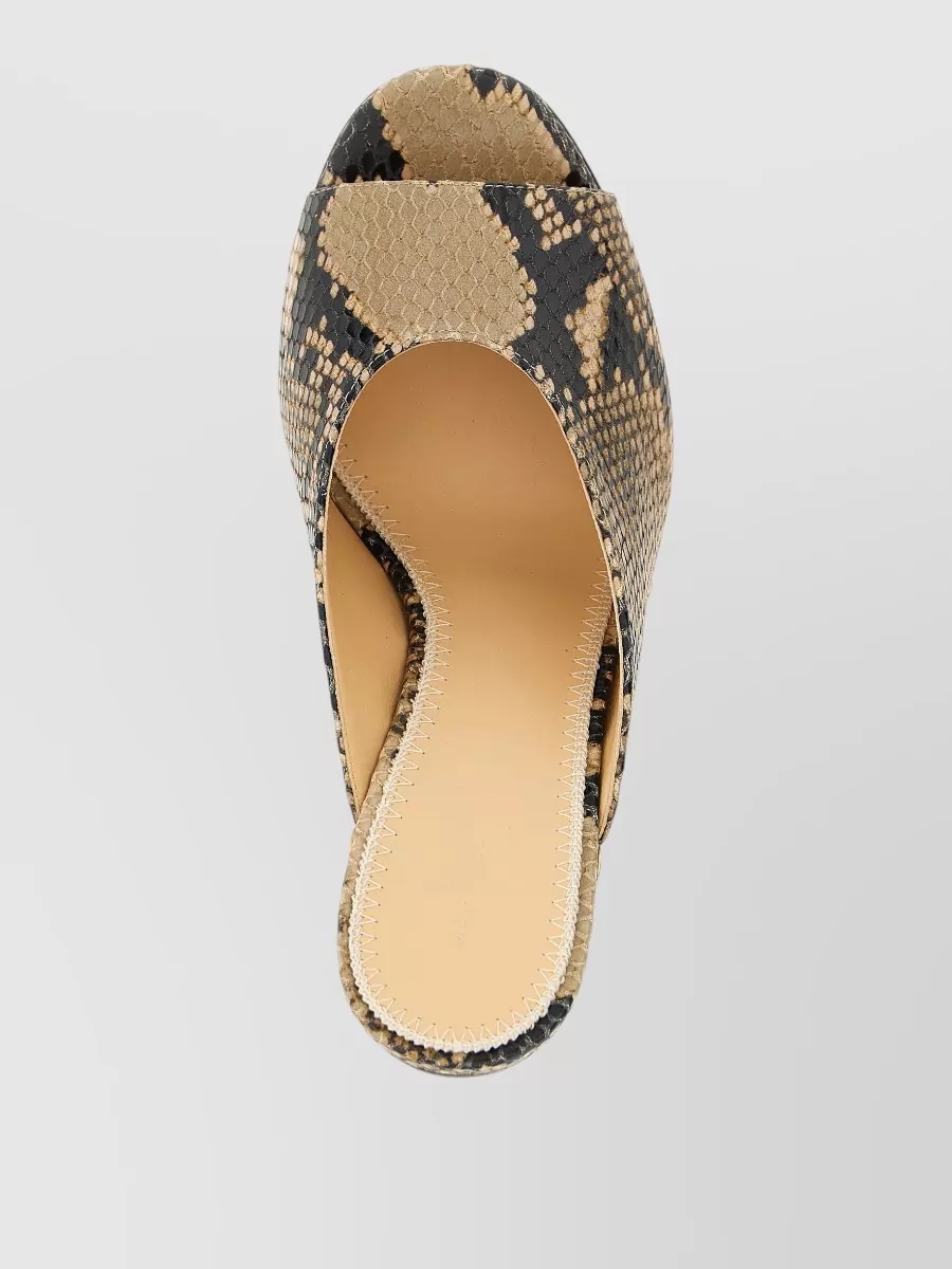 Magda Butrym Leather Python Print Studded Wedge Mules