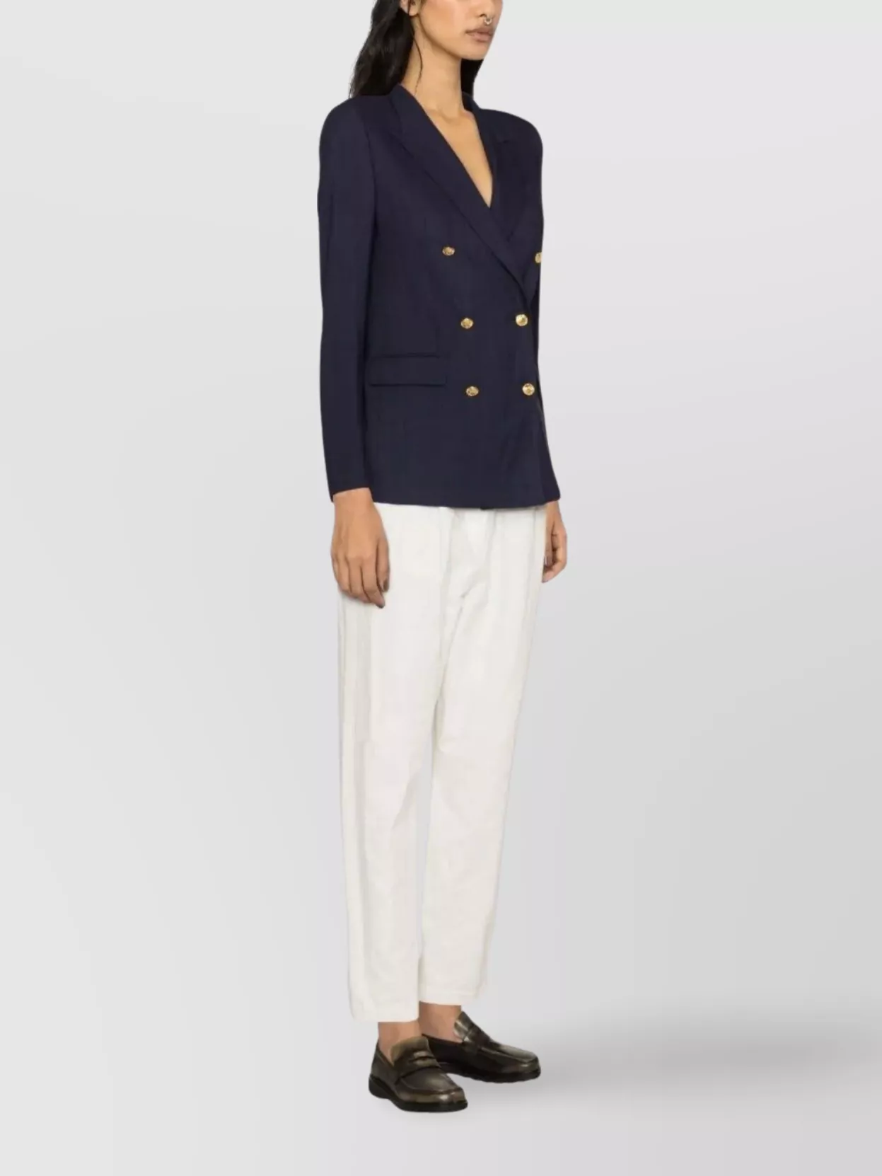 Tagliatore Notched Lapel Jacket Gold-Tone Button Detail