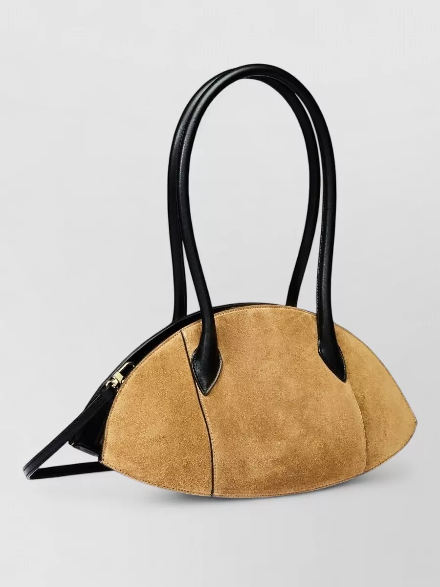 Nina Ricci Shoulder Bag Structured Suede Nylon Silk
