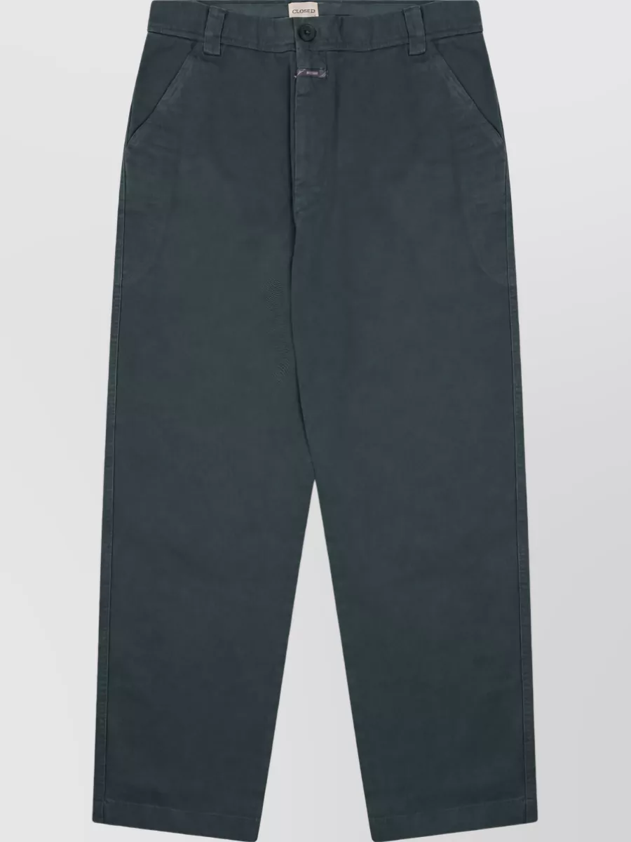 Closed denim straight-leg trousers
