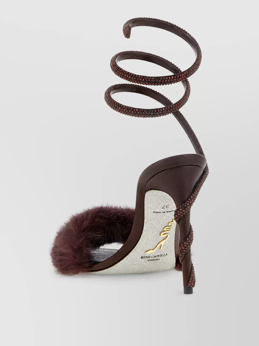 Rene Caovilla Silk Satin Embellished Mules