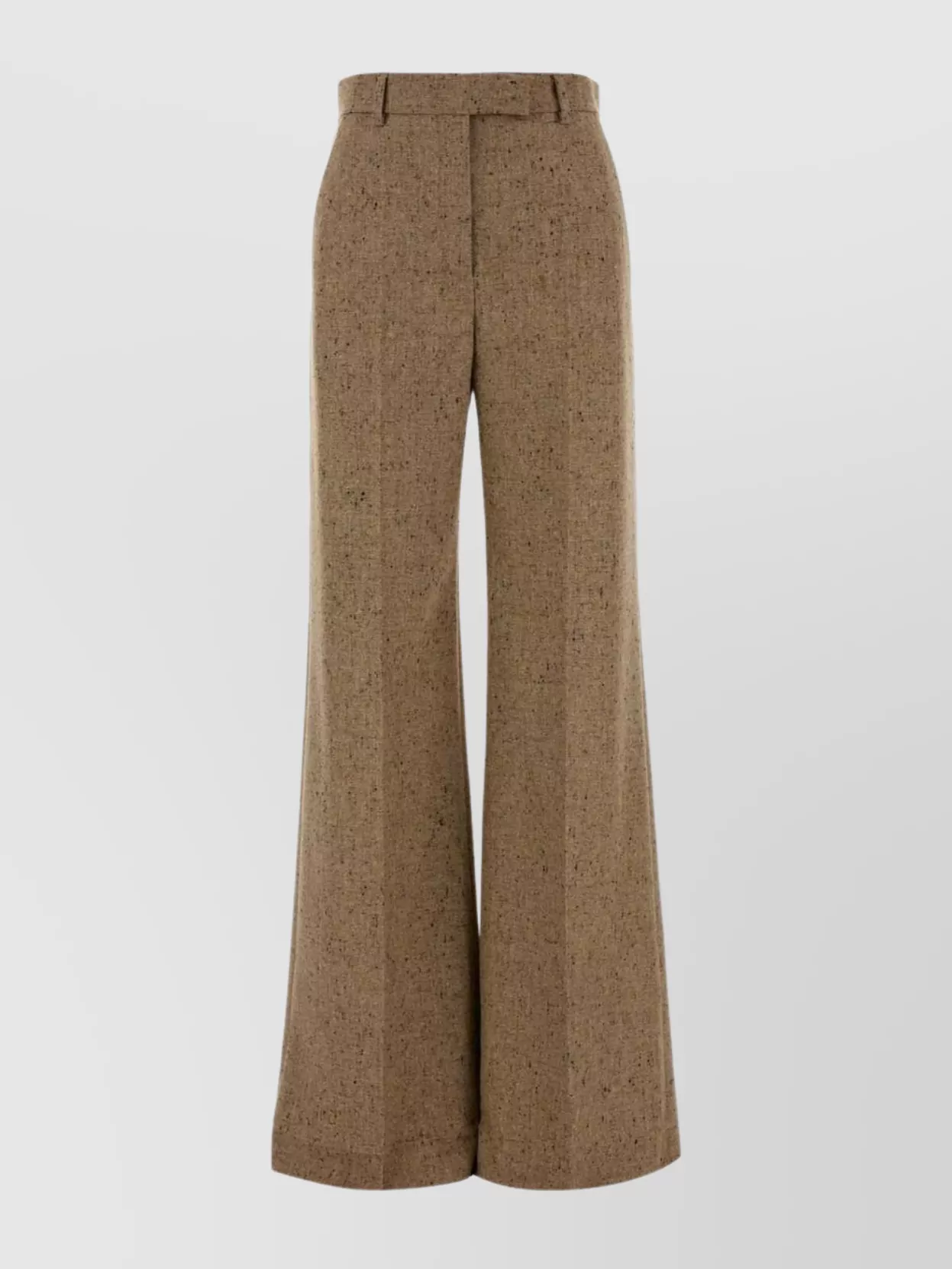 Valentino Garavani Melange Sand Wool Palazzo Pant In Brown