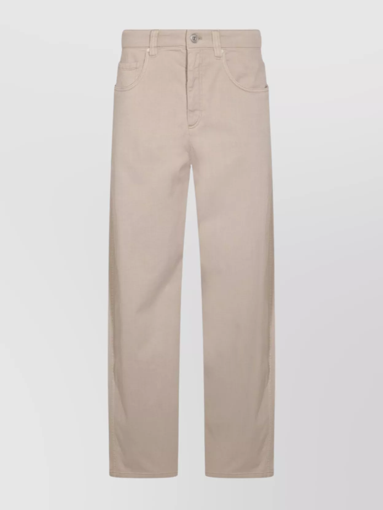 Brunello Cucinelli Straight Trousers With Belt Loops And Pockets In Neutral