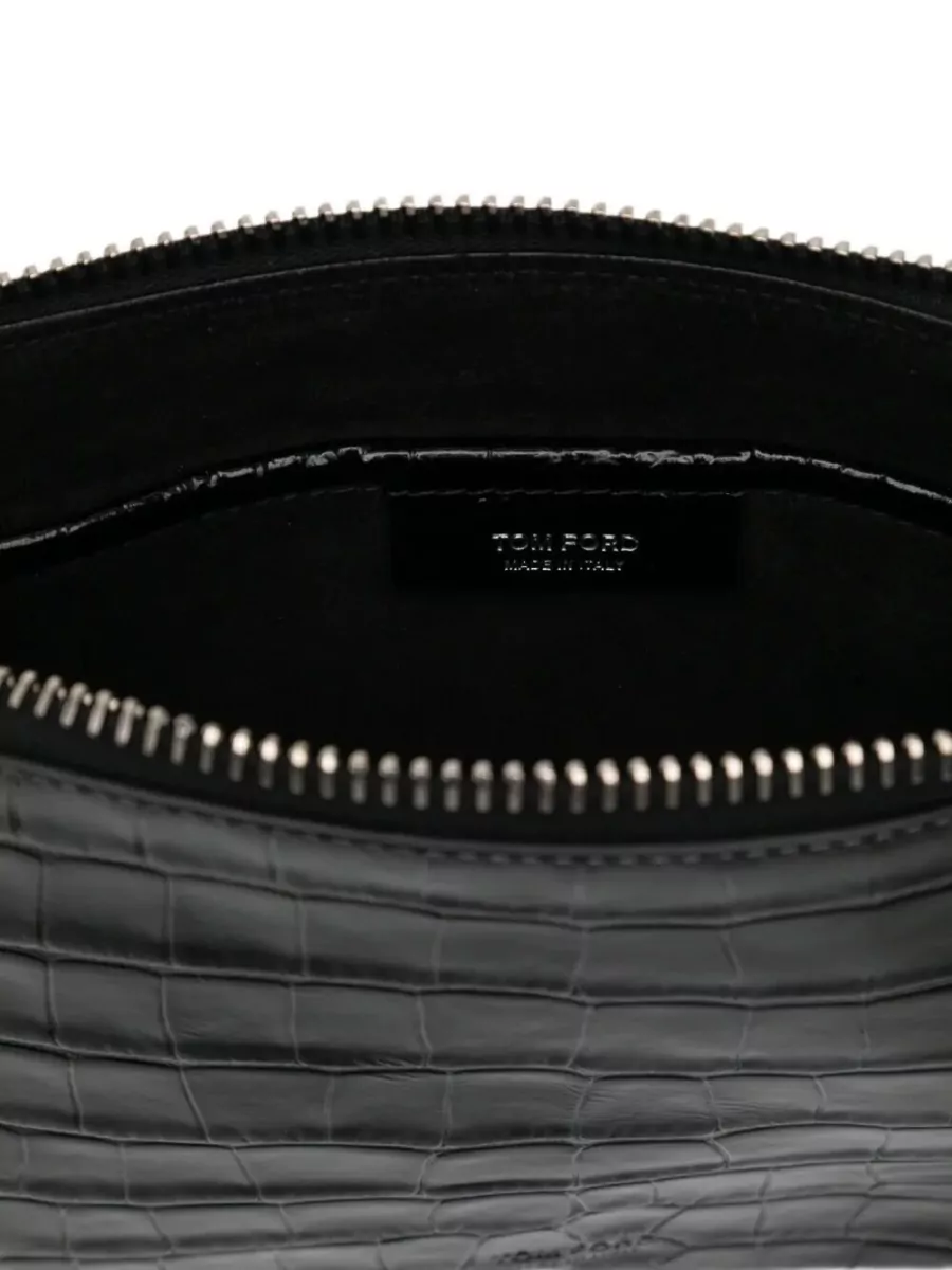 Tom Ford Leather Clutch Crocodile Effect Wrist Strap