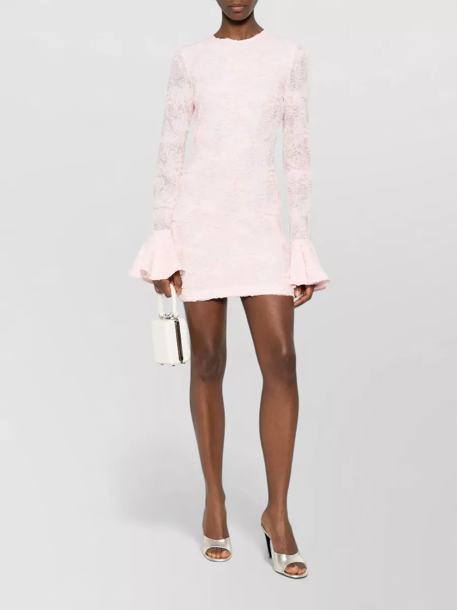 Rotate Mesh Floral-Motif Long-Sleeve Mini Dress