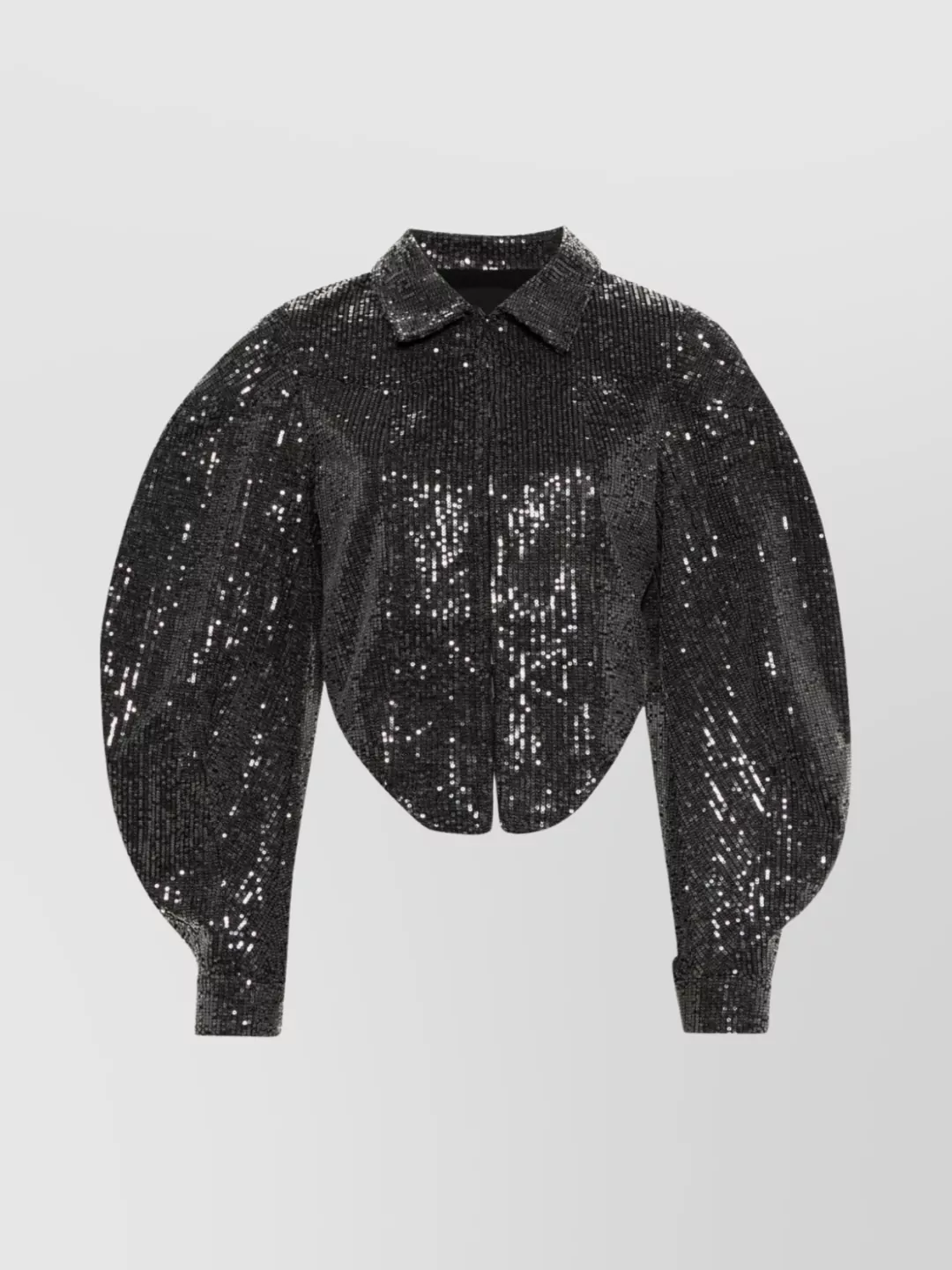Shop Rotate Birger Christensen Cropped Sequin Twill Jacket In Black