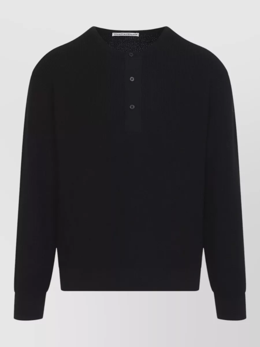 Studio Nicholson cashmere waffle-knit henley jumper
