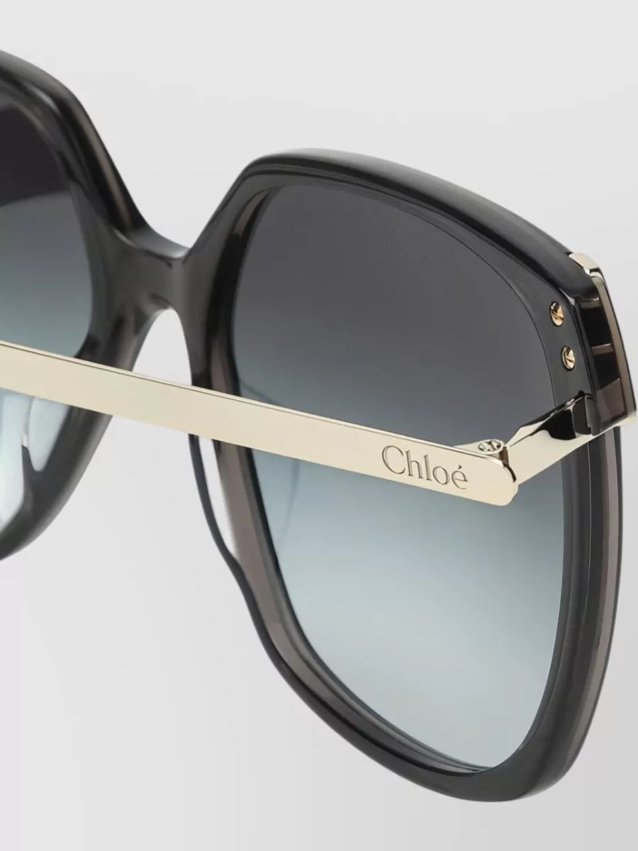 Chloé Geometric Square Frame Sunglasses With Gradient Lenses