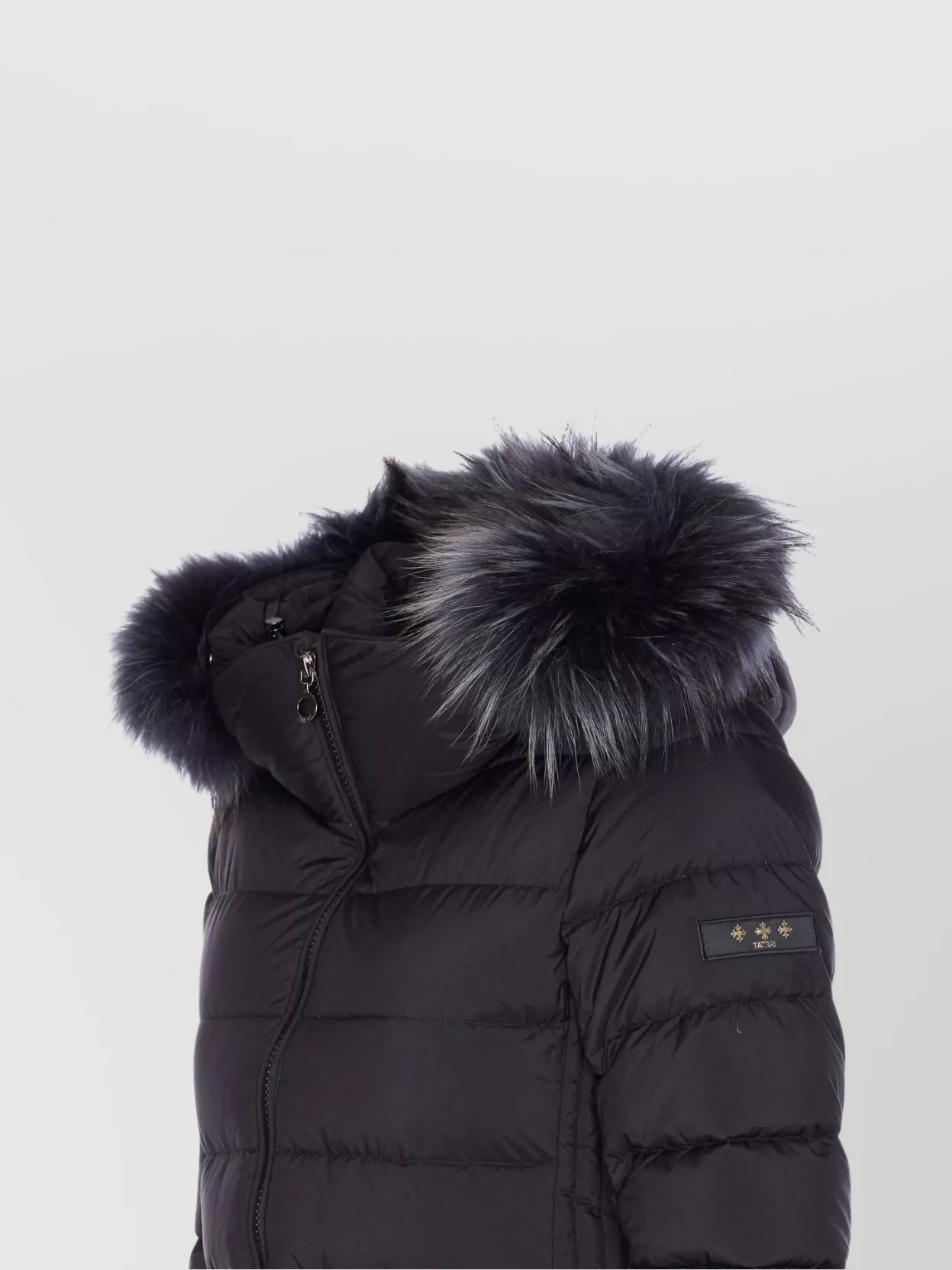 Tatras Fur Trim Hooded Long Padded Quilted Jacket