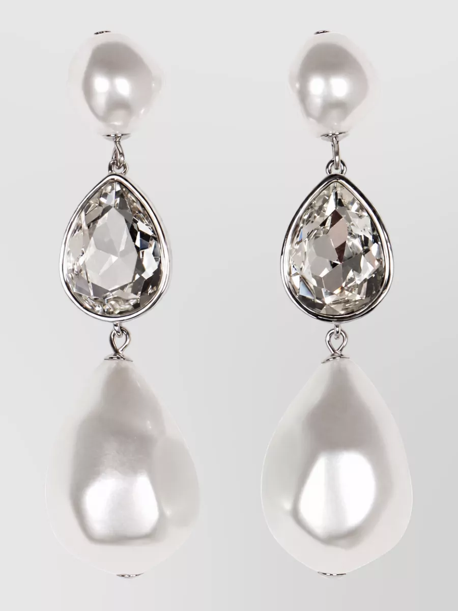 Self-Portrait pearl crystal-embellished drop earrings