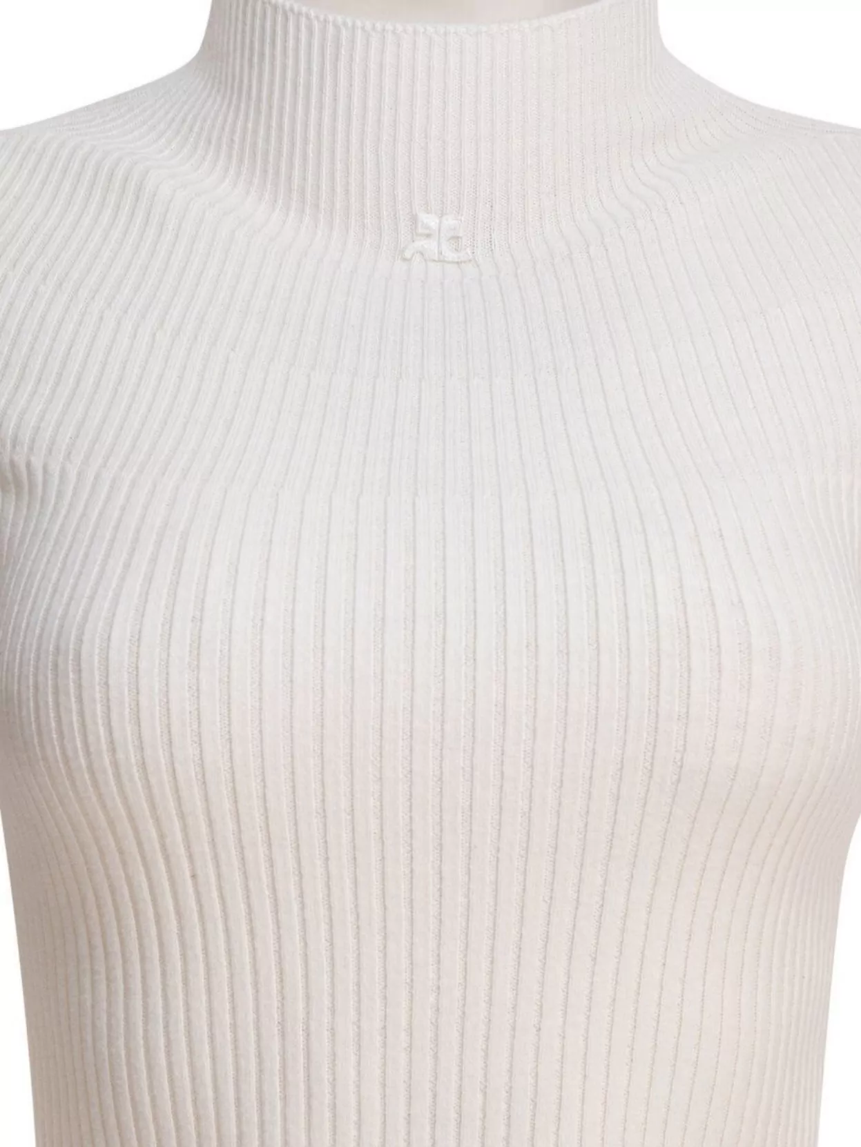 Courrèges Ribbed Mock Neck Knitwear With Long Sleeves