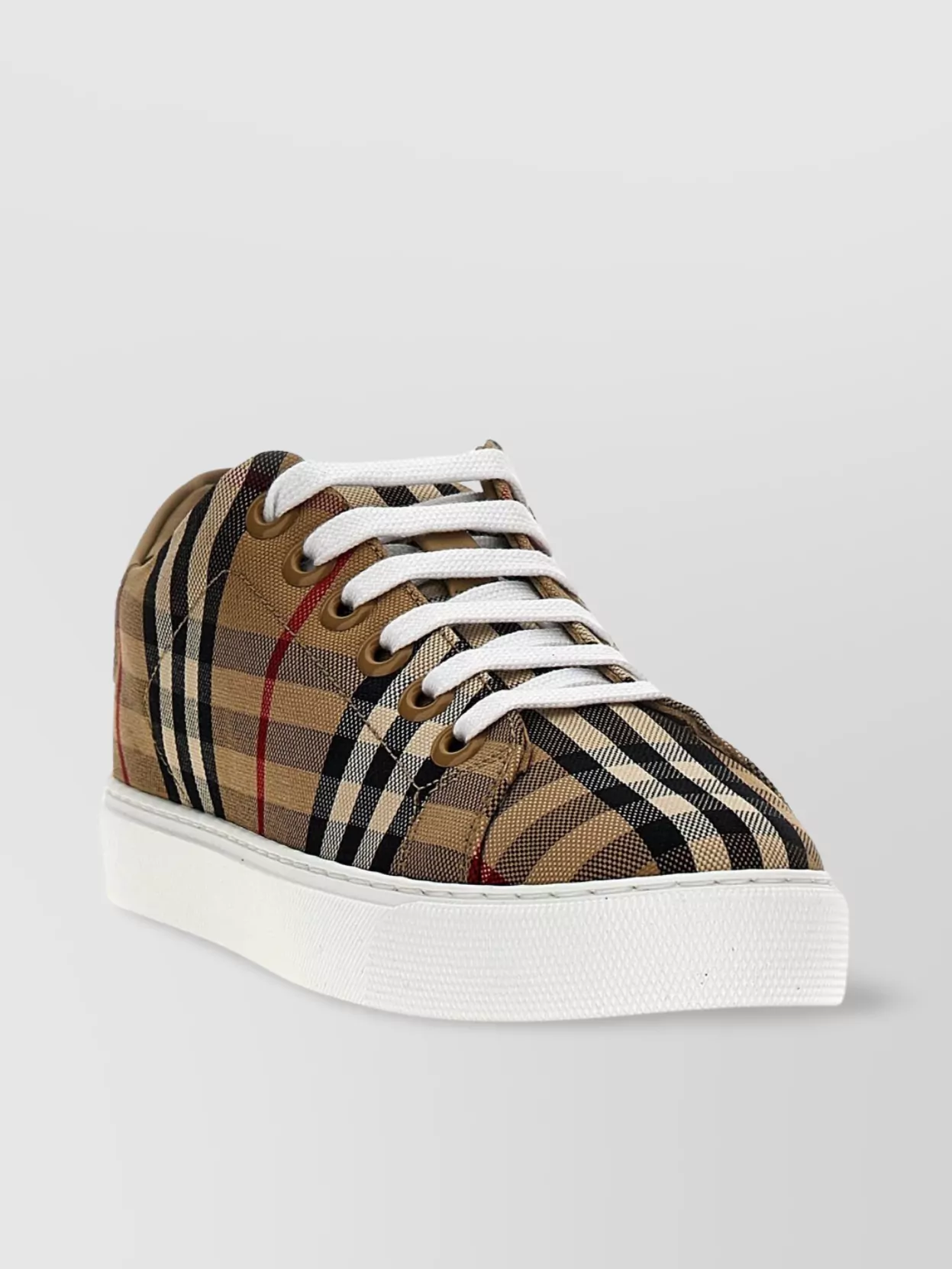 Burberry Round Toe Low-top Check Pattern Sneakers In Multi