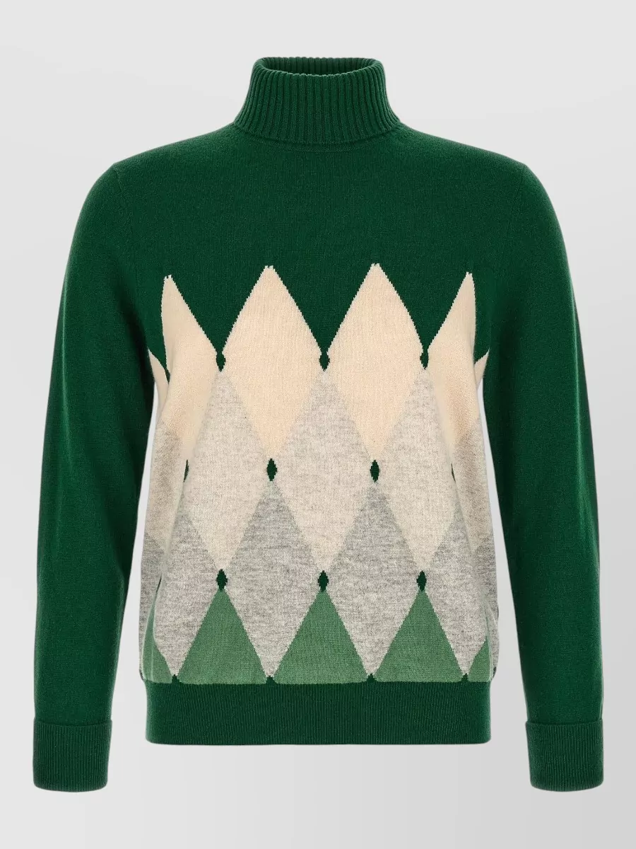 Ballantyne cashmere diamond intarsia turtleneck sweater