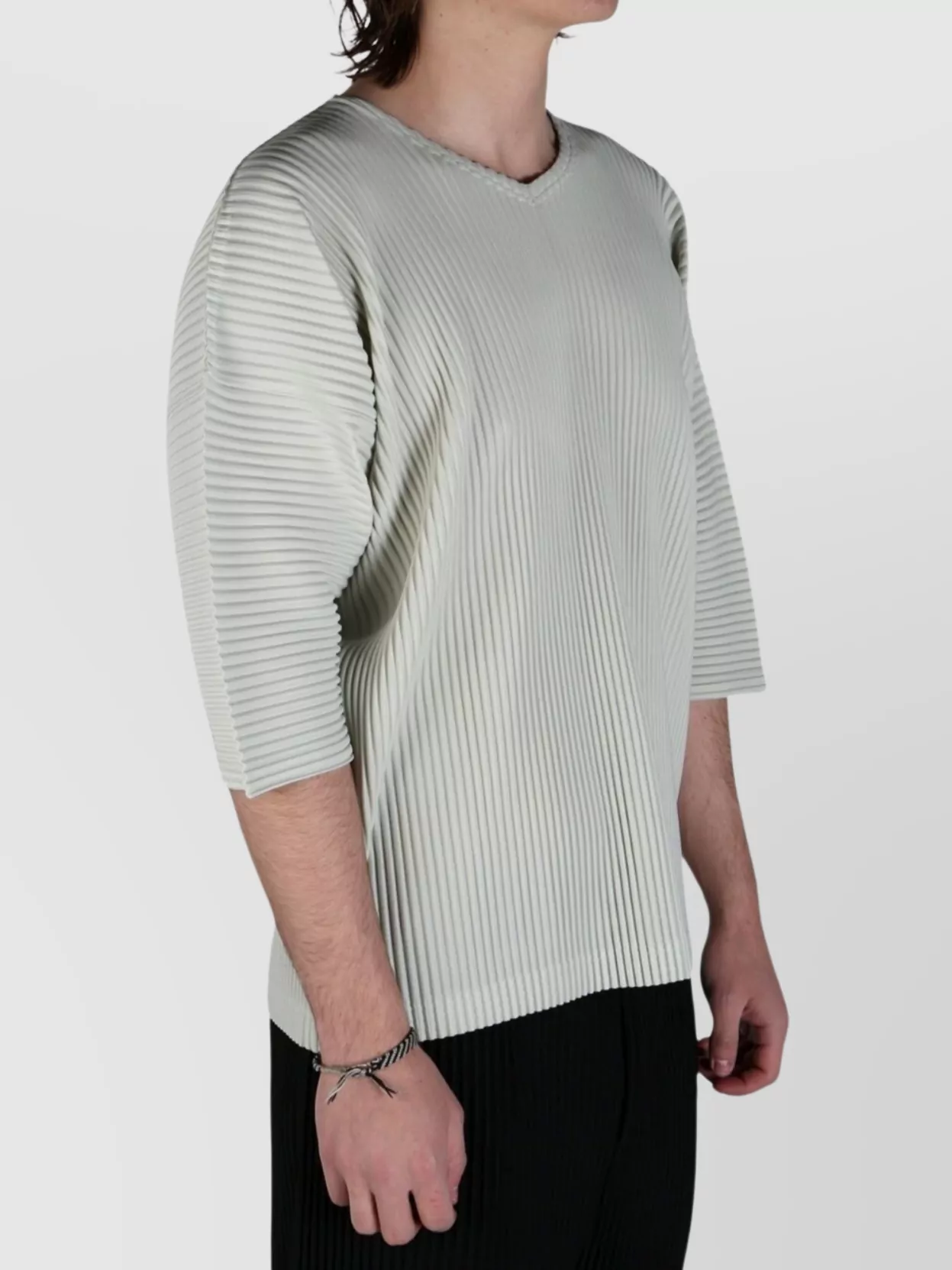 Issey Miyake Textured Pleated T-shirt With Crew Neck