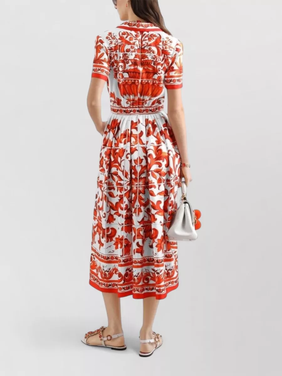 Dolce&Gabbana Silk Majolica Print Midi Dress