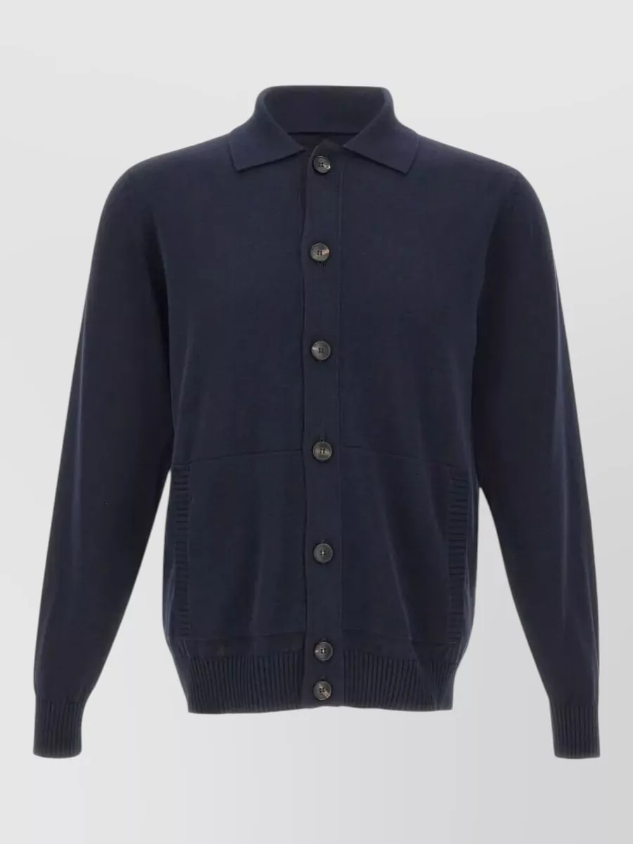 Filippo De Laurentis cotton polo-neck long-sleeve cardigan
