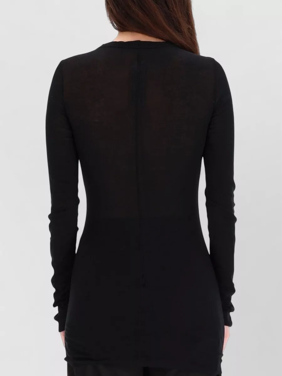 Rick Owens Long Sleeve Round Neck Sheer Top