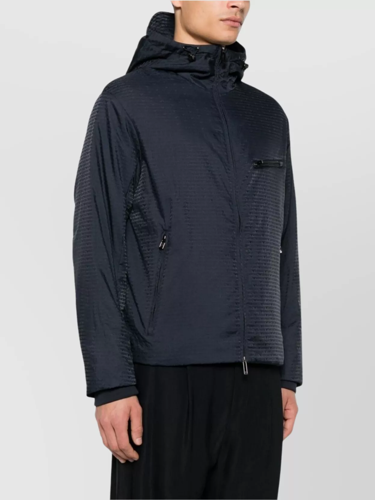 Emporio Armani Drawstring Hem High Neck Lightweight Nylon Jacket