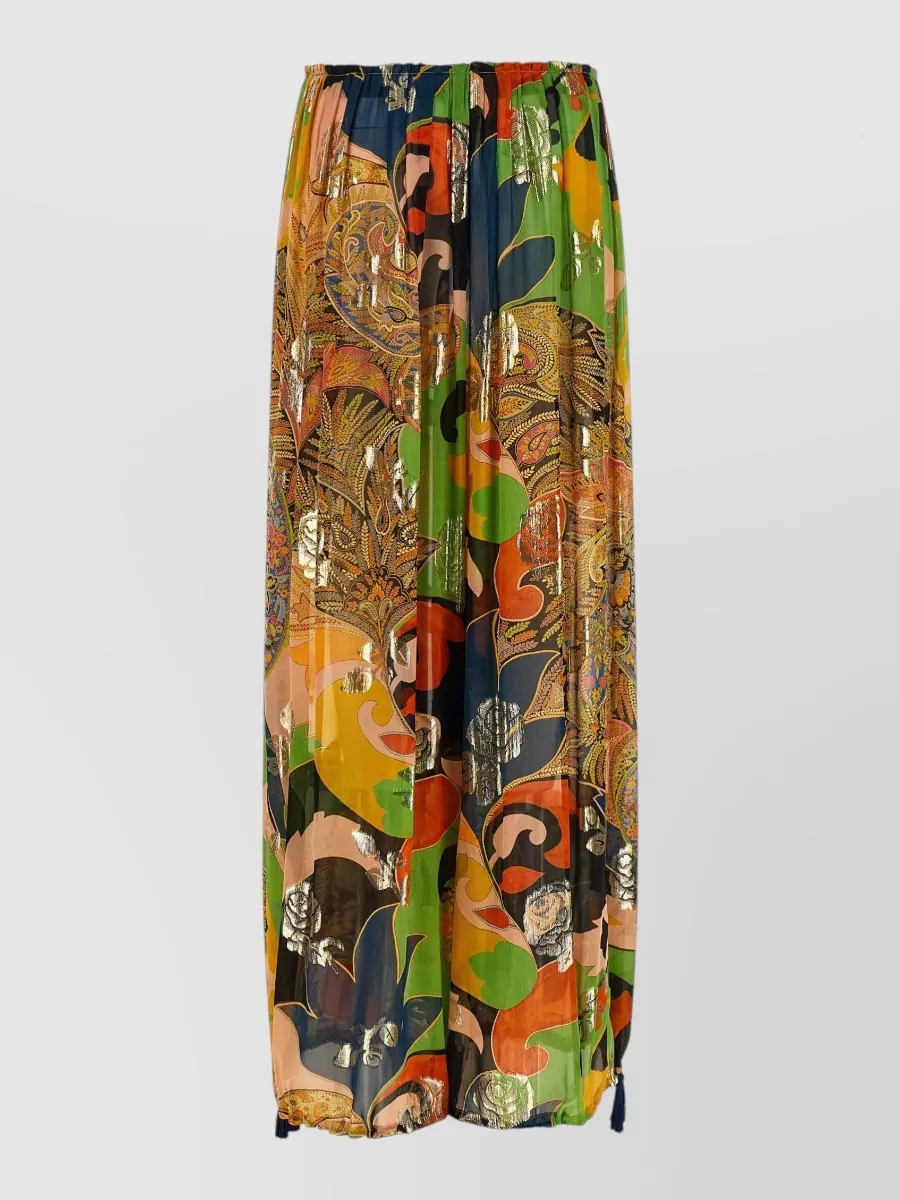 Etro Silk Paisley-Print Wide-Leg Trousers