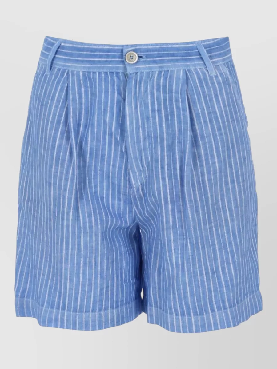 120% Lino Striped Linen Cropped Trousers