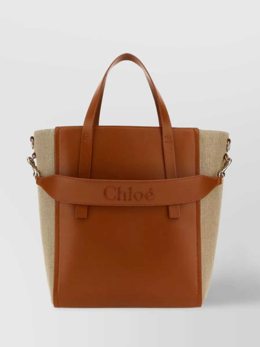 Shop Chloé Linen & Leather Fusion In Brown