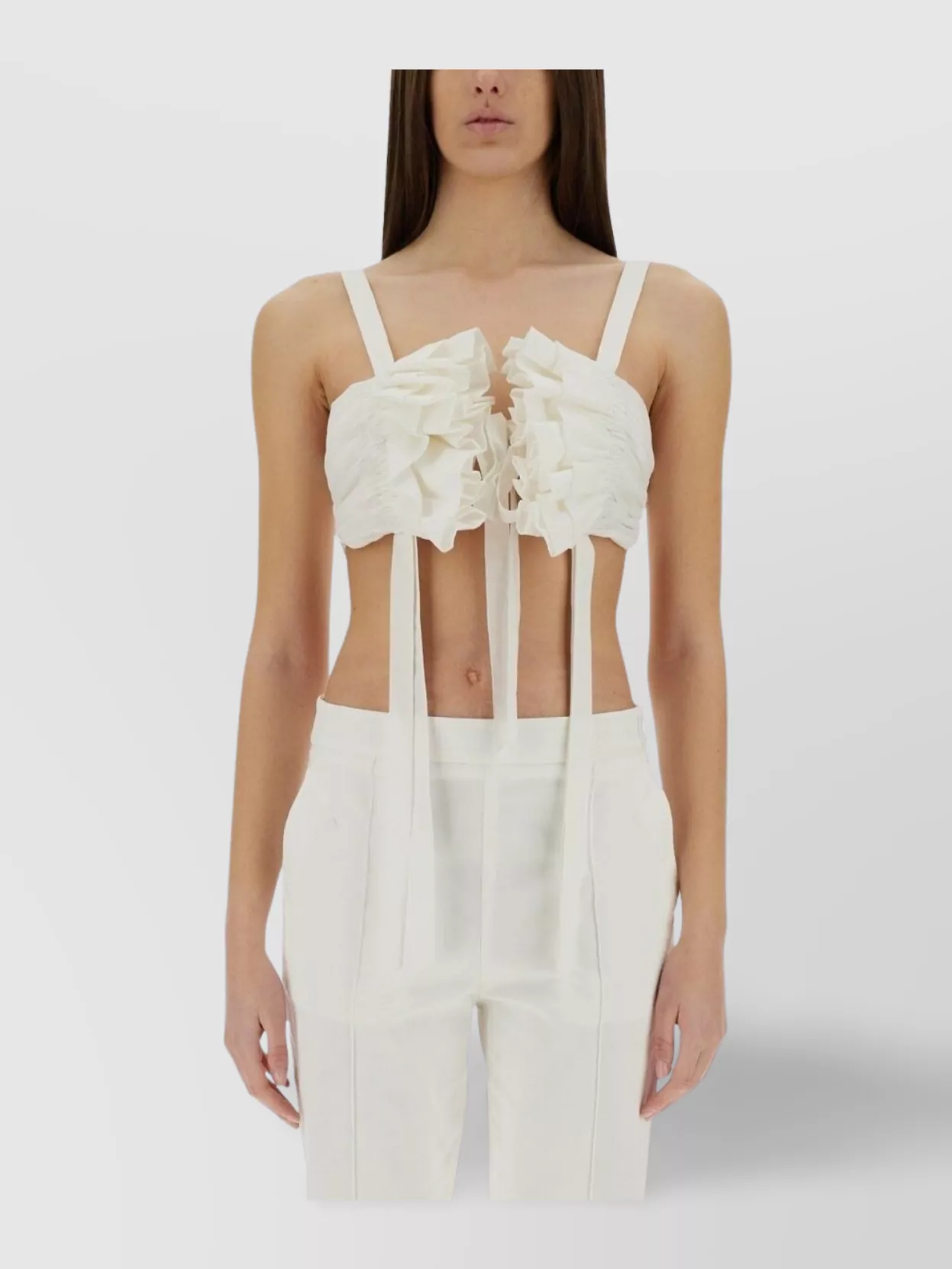 Moschino Crop Top In Cotton And Silk Voile