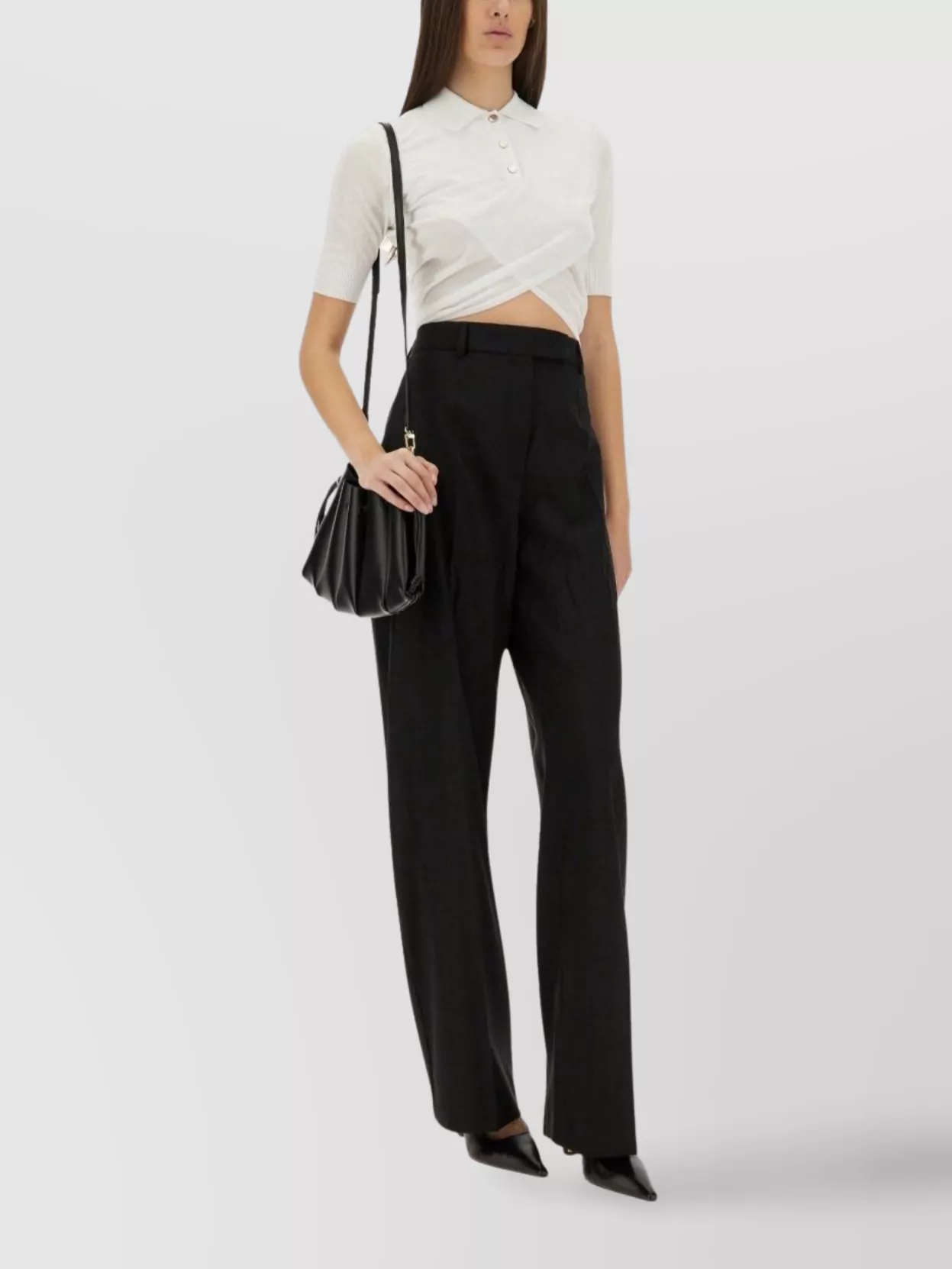 Sportmax Slim Fit Cropped Polo Top With Buttons
