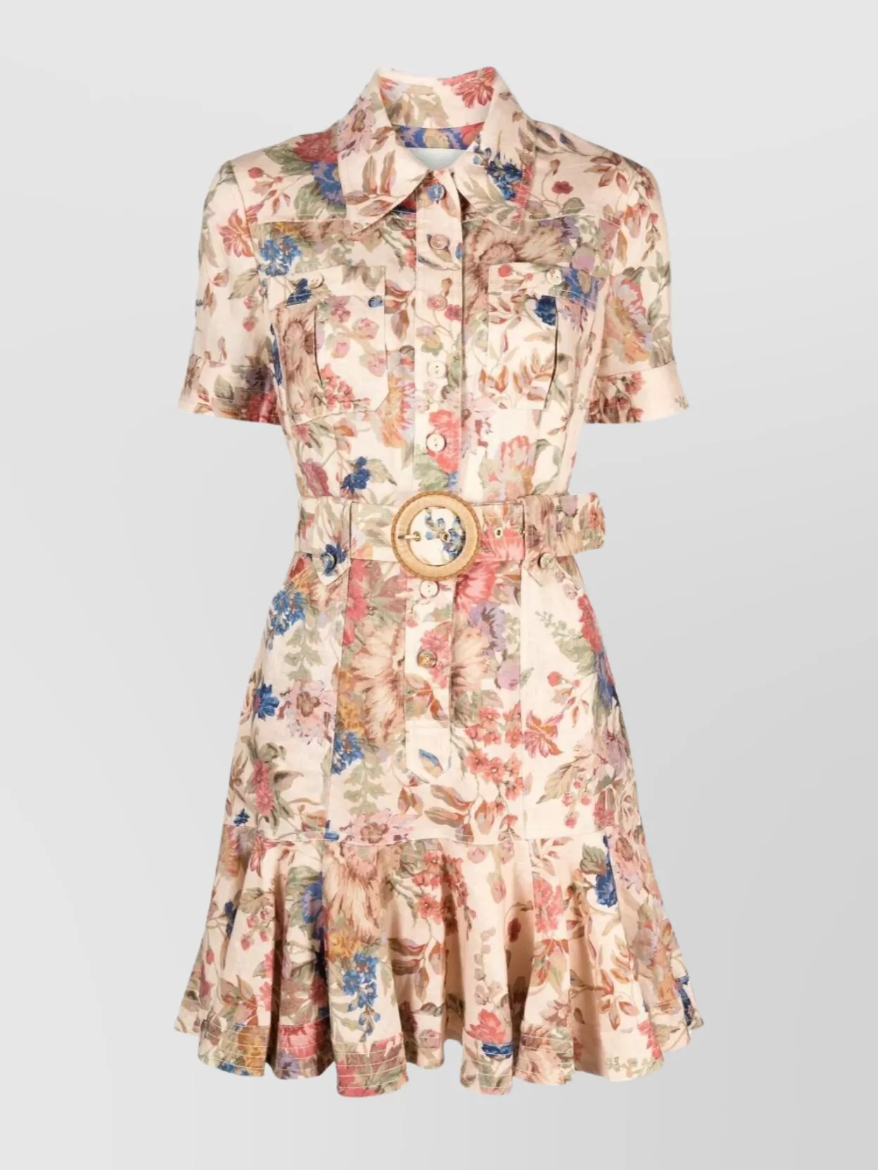Shop Zimmermann August Belted Mini Dress In Pastel