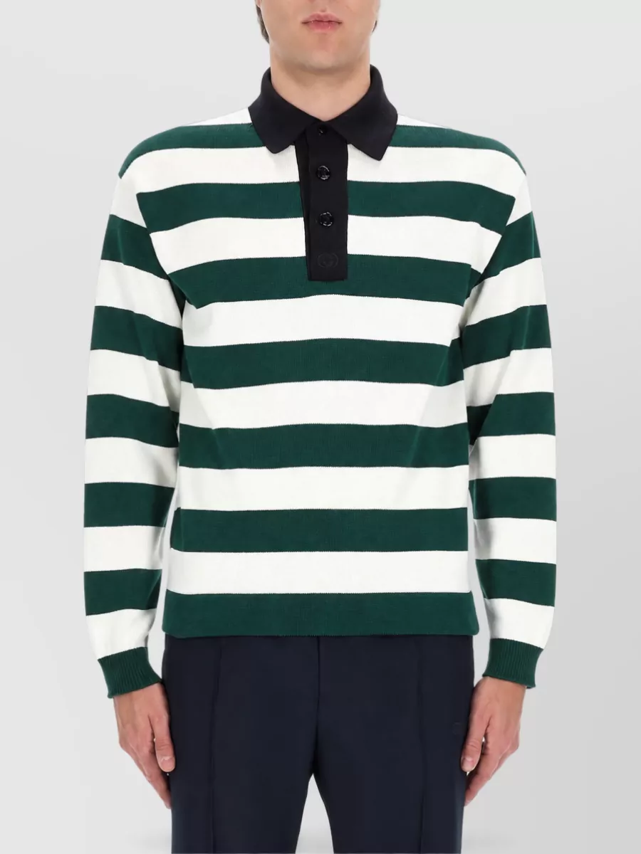 Gucci Silk Knit Polo Shirt Striped Design