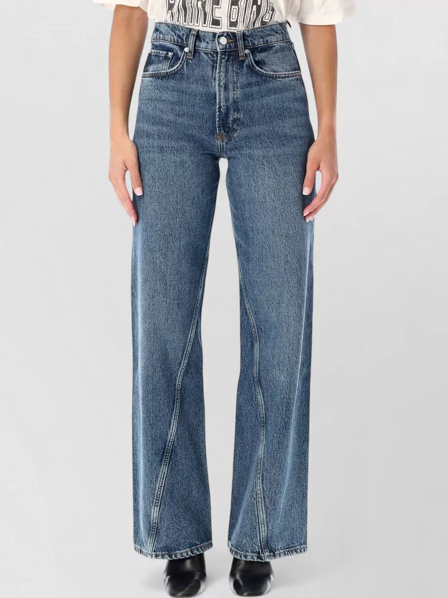 Anine Bing cotton high-rise wide-leg jeans