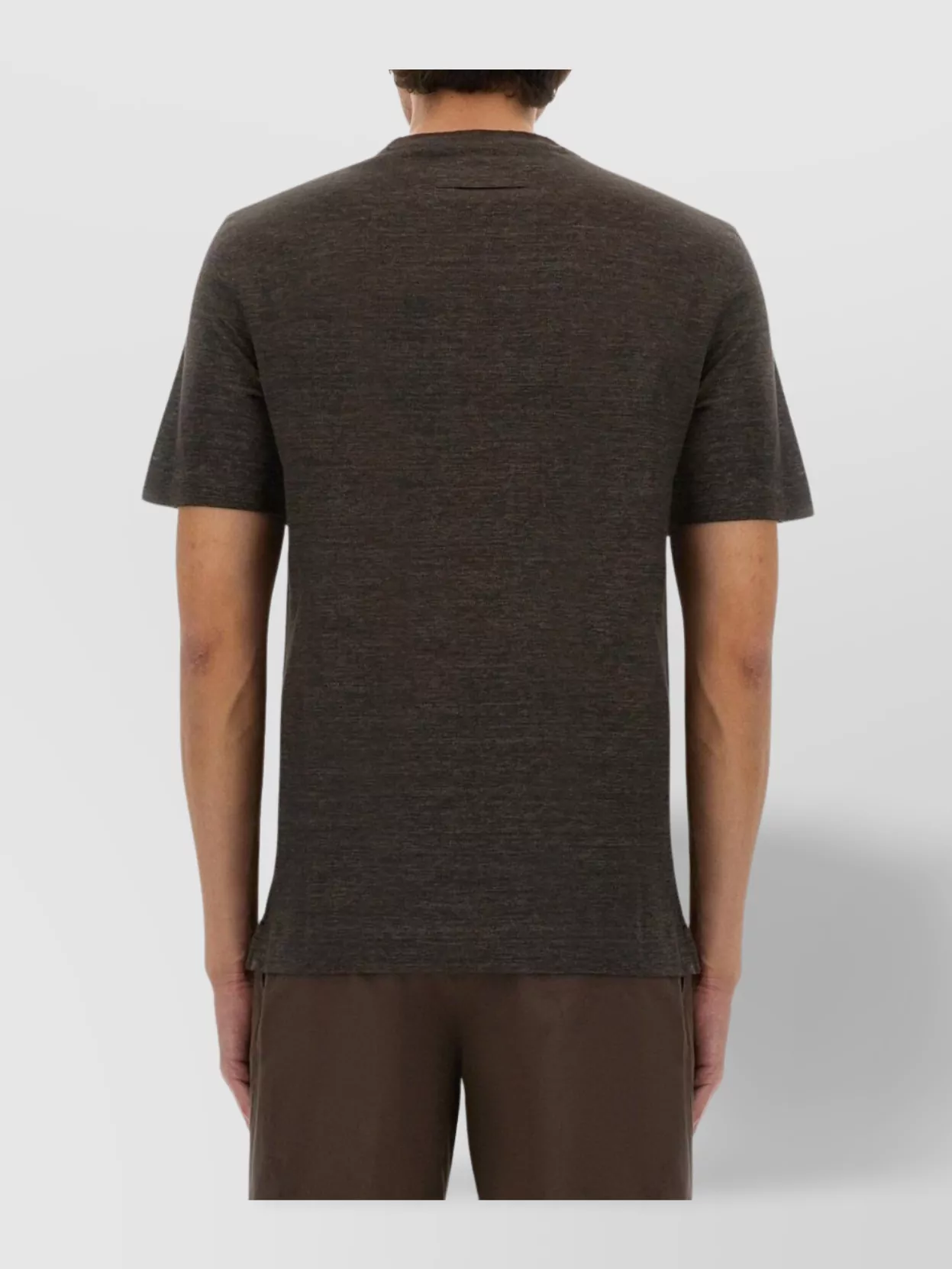 Shop Zegna Plain Pattern Crew Neck Linen T-shirt