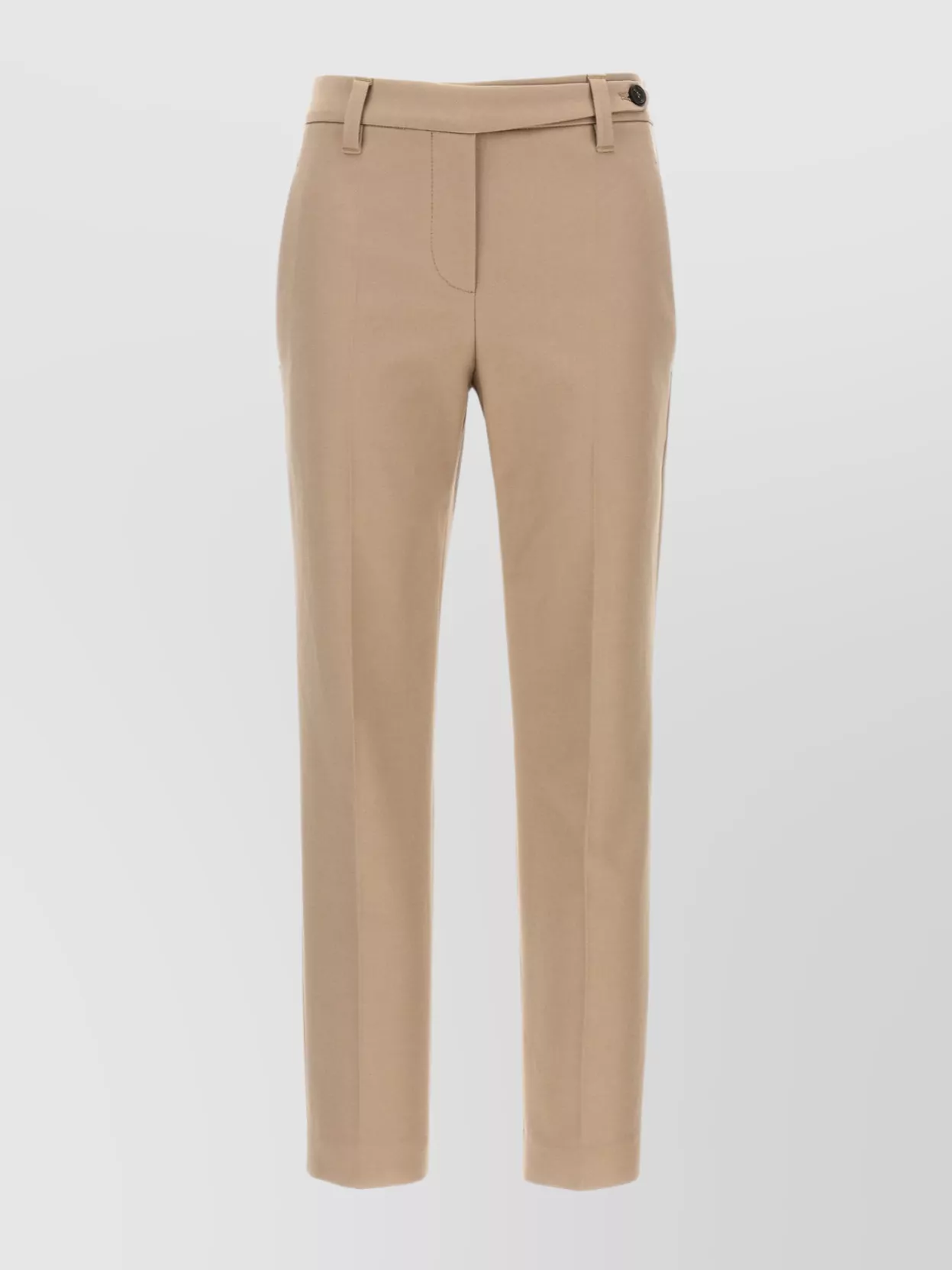 Brunello Cucinelli Cotton Trousers With Pockets And Belt Loops In Brown