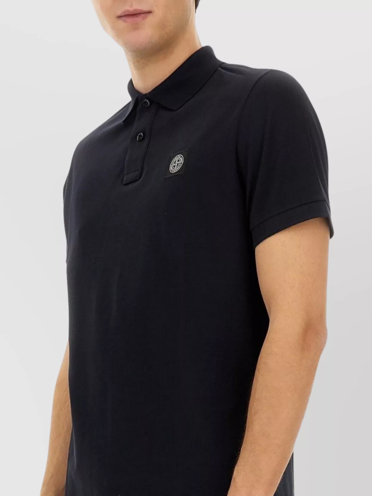 Stone Island Logo Embroidered Polo Shirt