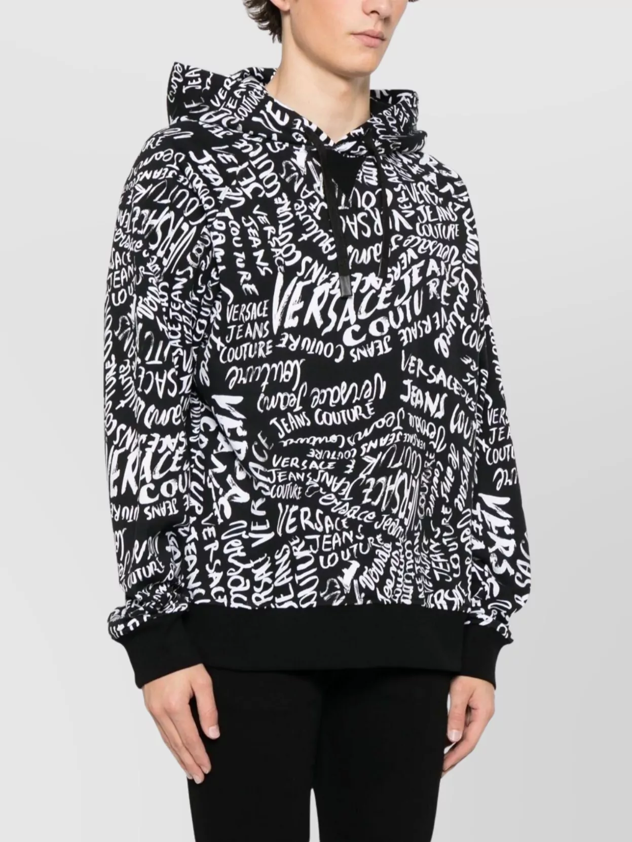 Versace Jeans Couture Cotton Hoodie Featuring All-Over Print