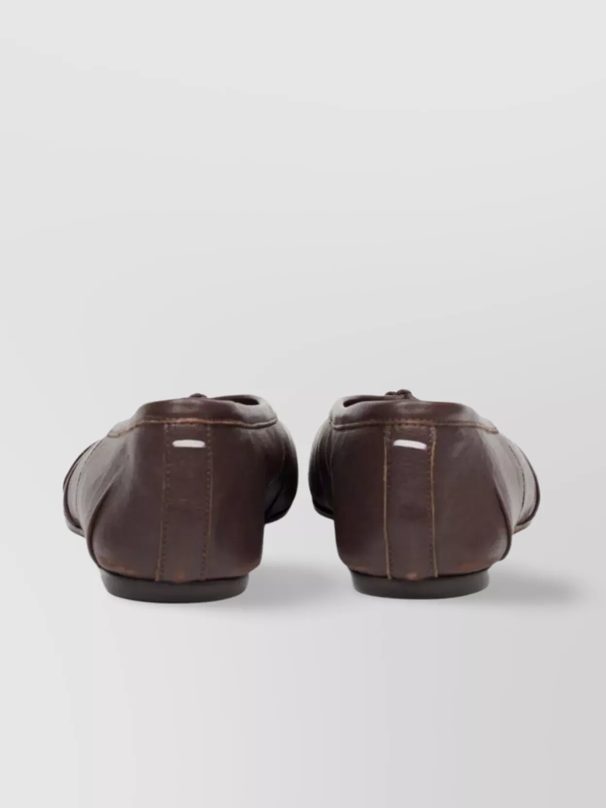 Maison Margiela New Round Toe Ballerina With Stitch Detailing In Brown