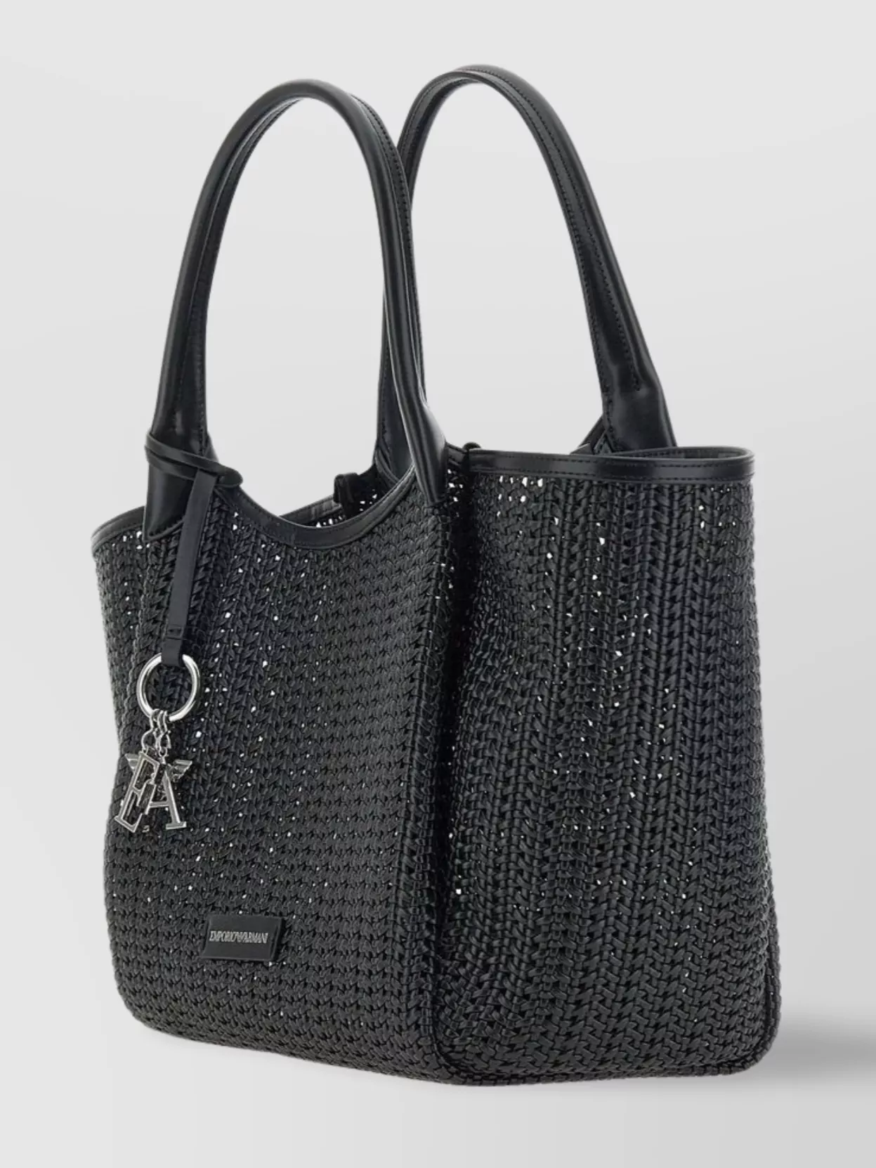 Emporio Armani Interwoven Shopper Bag With Logo Charm