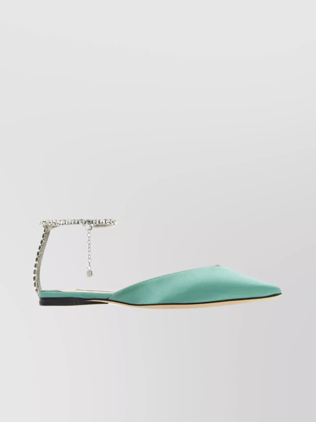 JIMMY CHOO SAEDA BALLET FLATS WITH JEWEL ANKLE STRAP