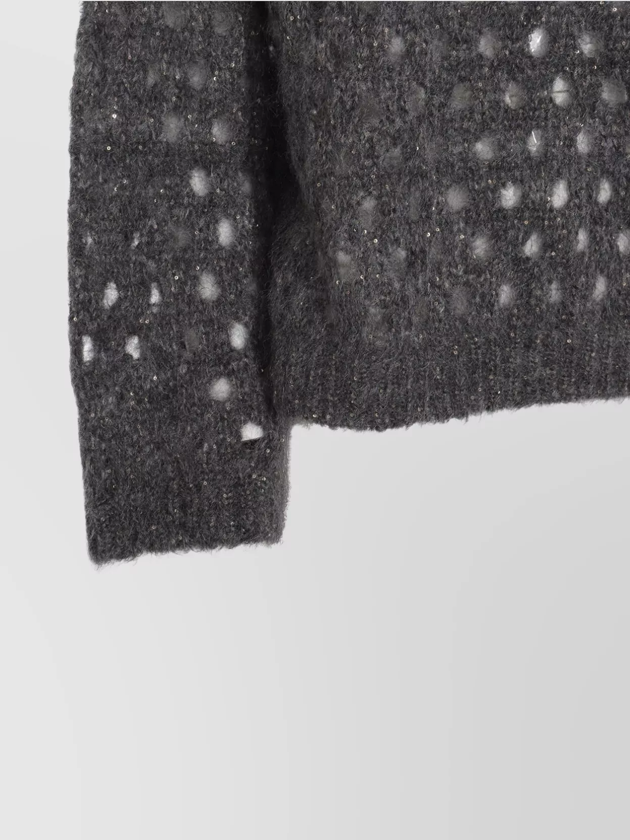 Brunello Cucinelli Metallic Crewneck Knitwear Sheer Texture In Gray