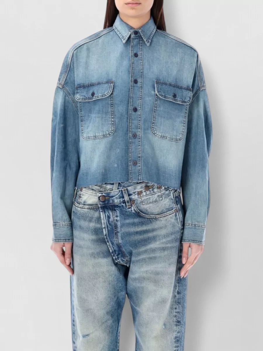 R13 Denim Oversized Cropped Shirt