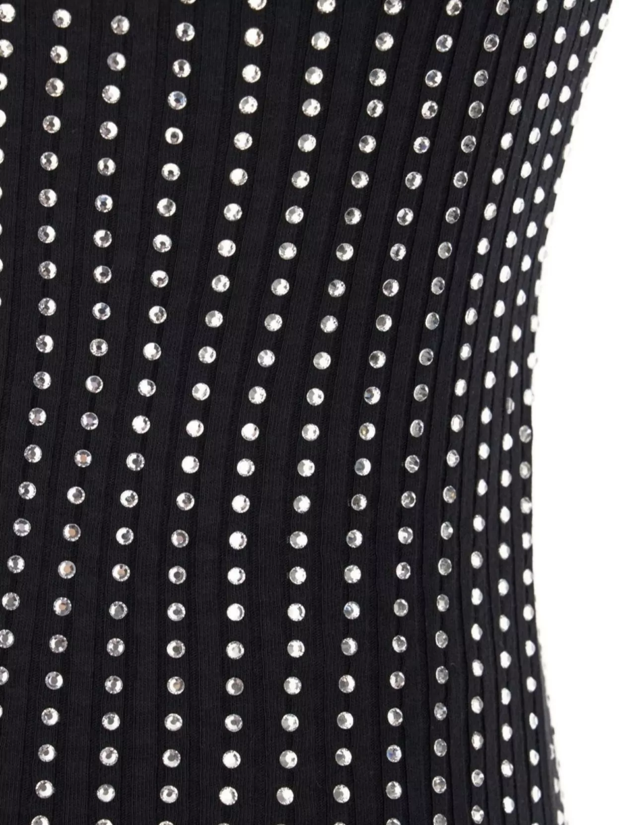 Attico Fitted Black Cotton Top With All-over Paillettes