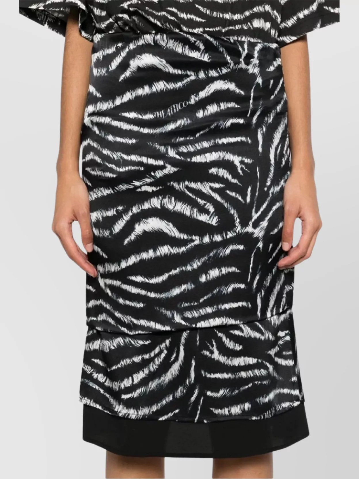The Attico Layered Animal Print Knee-Length Skirt