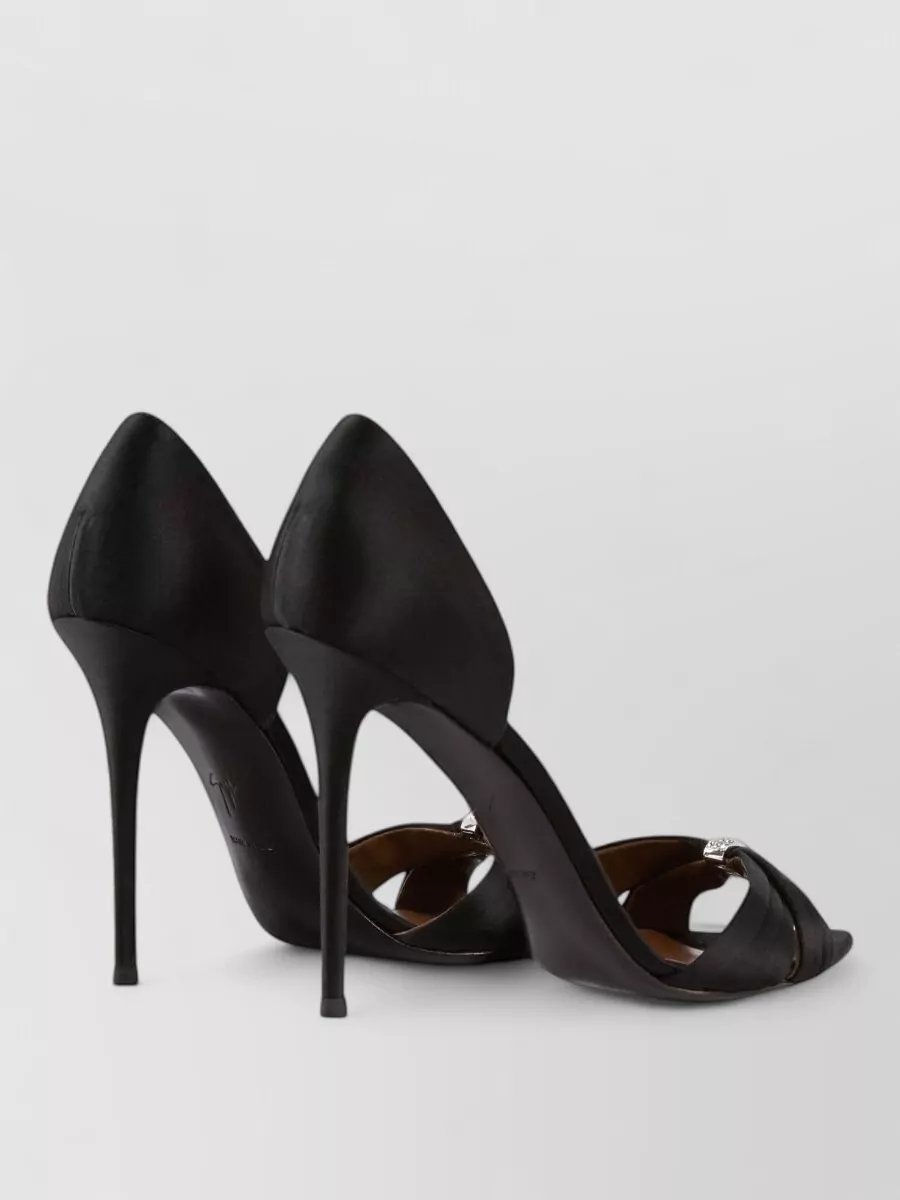 Giuseppe Zanotti Satin Crystal Embellished Mule Sandals
