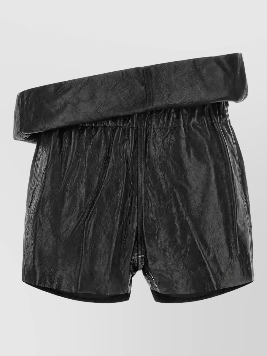 Rick Owens leather asymmetric high-rise shorts