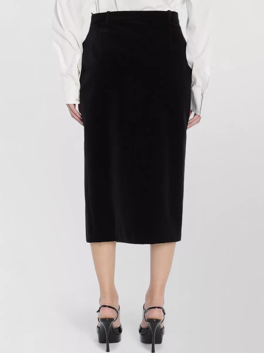 Saint Laurent Velvet Wrap Midi Skirt High Waist